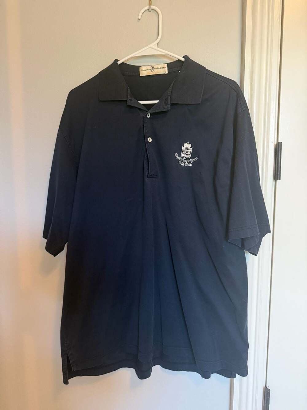 Fairway & Greene Men's Navy Royal Cinque Ports Golf Club Embroidered Polo Shirt